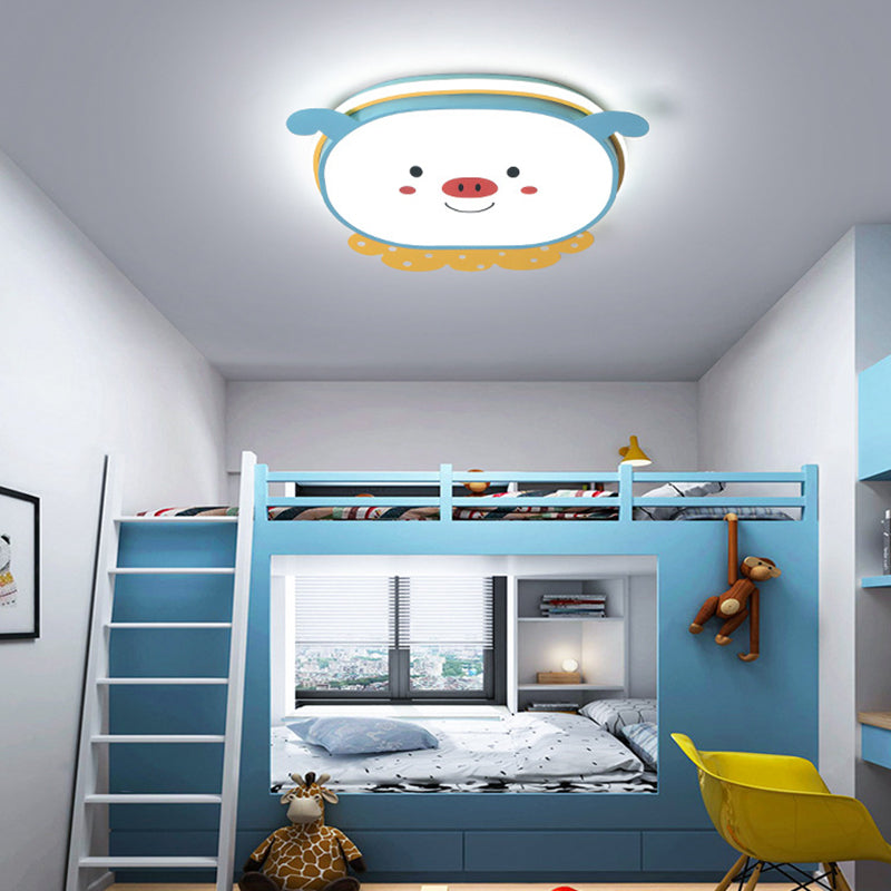 Cartoon Metal LED Flush Mount Light Fixture Cartoon Pig Flush Mount Spotlight for Kids Bedroom Clearhalo 'Ceiling Lights' 'Close To Ceiling Lights' 'Lighting' 2628410