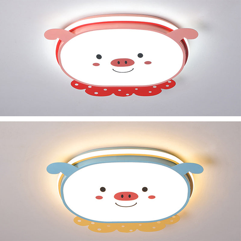 Cartoon Metal LED Flush Mount Light Fixture Cartoon Pig Flush Mount Spotlight for Kids Bedroom Clearhalo 'Ceiling Lights' 'Close To Ceiling Lights' 'Lighting' 2628413