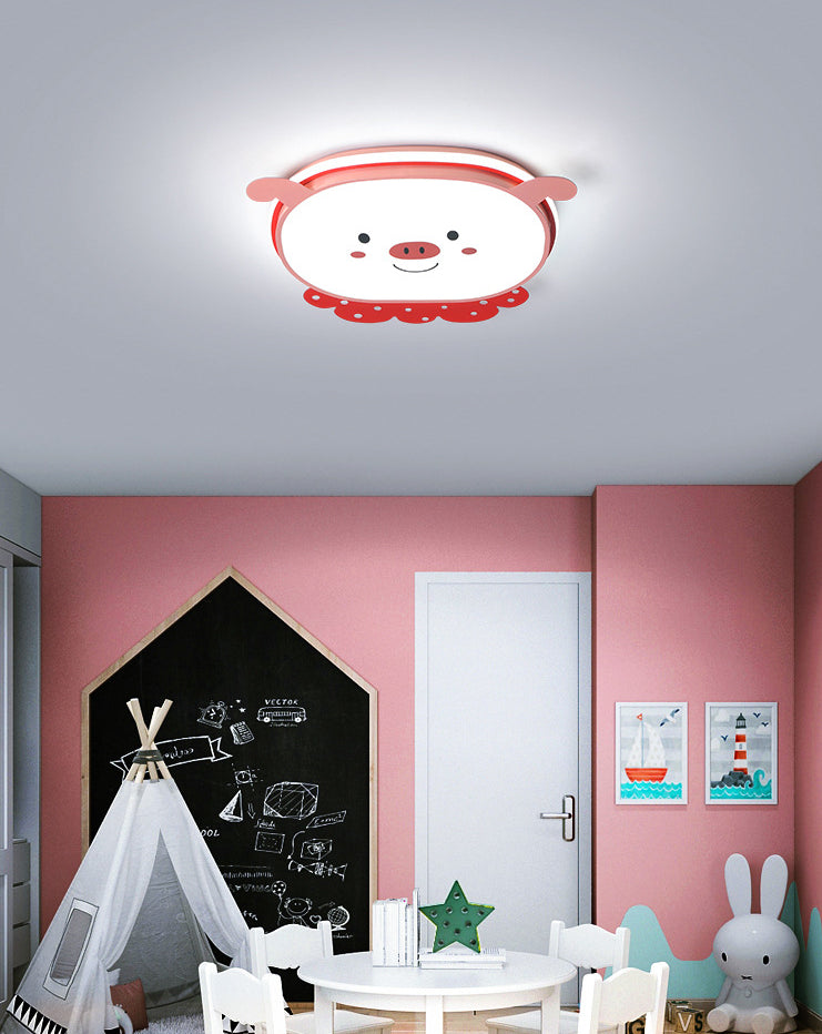 Cartoon Metal LED Flush Mount Light Fixture Cartoon Pig Flush Mount Spotlight for Kids Bedroom Clearhalo 'Ceiling Lights' 'Close To Ceiling Lights' 'Lighting' 2628416