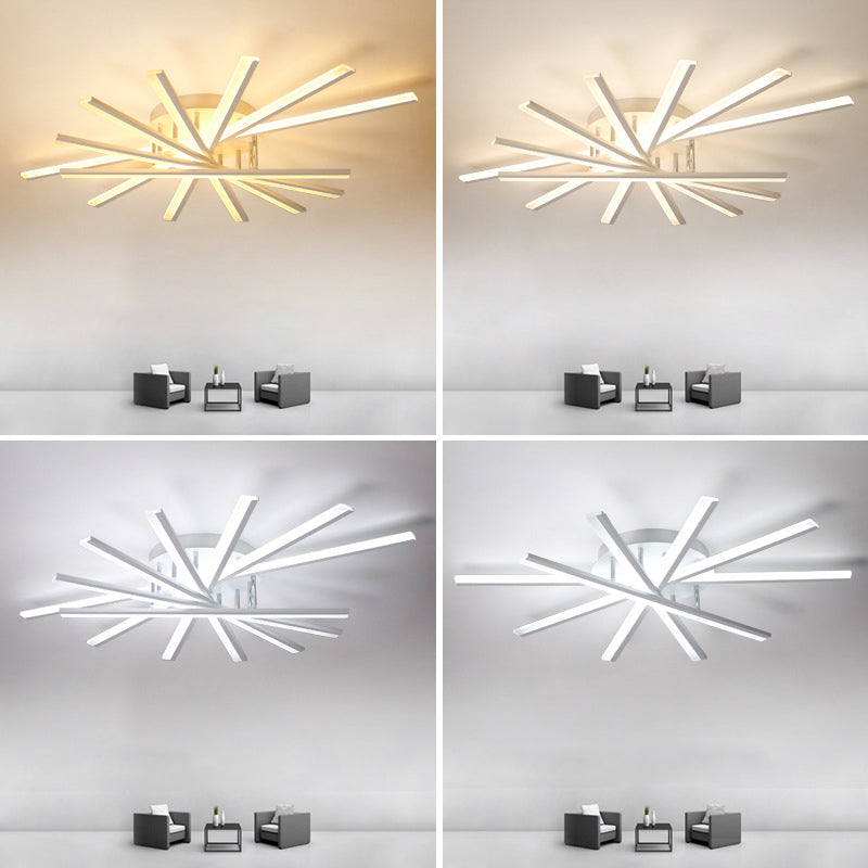 Modern Minimalism Metal Semi Flush Mount Light Fixture 7 Light Linear LED Semi Flush for Living Room Clearhalo 'Ceiling Lights' 'Close To Ceiling Lights' 'Lighting' 2628420