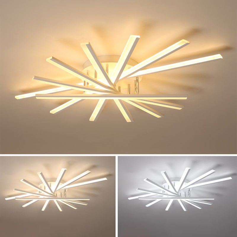 Modern Minimalism Metal Semi Flush Mount Light Fixture 7 Light Linear LED Semi Flush for Living Room Clearhalo 'Ceiling Lights' 'Close To Ceiling Lights' 'Lighting' 2628423