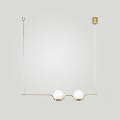 Modern Minimalism Linear Metal Island Pendant Lighting Spherical Glass Island Ceiling Light for Dining Table Gold Clearhalo 'Ceiling Lights' 'Island Lights' 'Lighting' 2628452