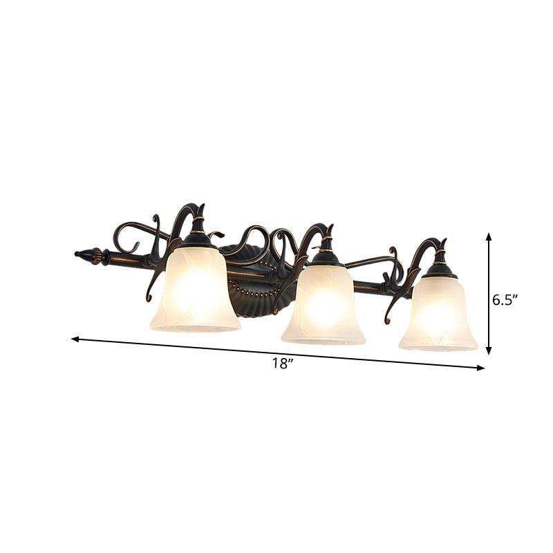 Frosted Glass Bronze Sconce Bell 2/3 Lights Traditional Wall Mounted Vanity Light for Bathroom Clearhalo 'Vanity Lights' 'Wall Lights' Lighting' 262849