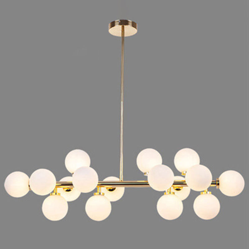 16 Light Modern Gold Island Pendant Lighting Spherical Glass Island Ceiling Light for Living Room Gold Clearhalo 'Ceiling Lights' 'Island Lights' 'Lighting' 2628535