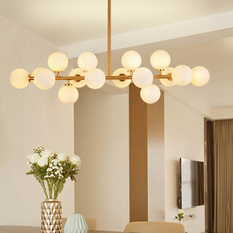 16 Light Modern Gold Island Pendant Lighting Spherical Glass Island Ceiling Light for Living Room Clearhalo 'Ceiling Lights' 'Island Lights' 'Lighting' 2628537