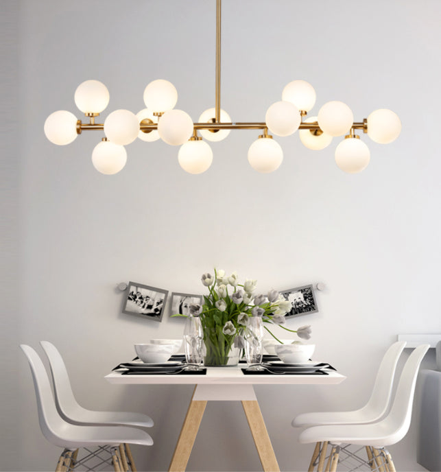 16 Light Modern Gold Island Pendant Lighting Spherical Glass Island Ceiling Light for Living Room Clearhalo 'Ceiling Lights' 'Island Lights' 'Lighting' 2628543