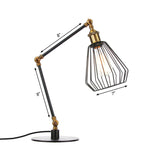 Diamond Cage Bedroom Table Lighting Metallic 1 Head Farmhouse Stylish Adjustable Table Lamp in Black/Brass Finish Clearhalo 'Lamps' 'Table Lamps' Lighting' 262854