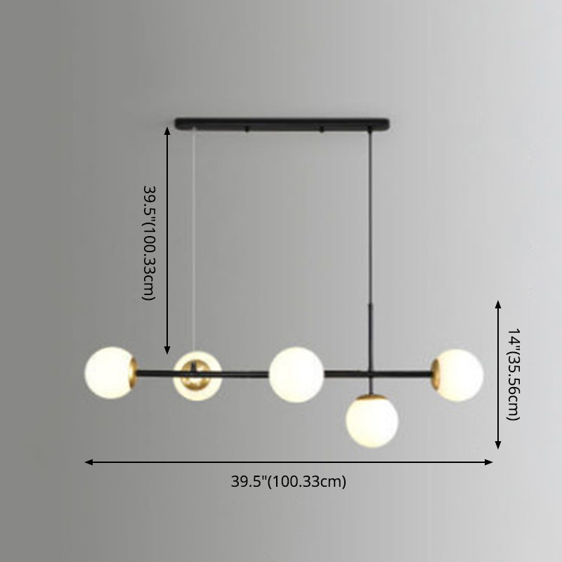 Modern Minimalist Linear Island Ceiling Light Spherical Glass Shade Pendant Light for Dining Table Clearhalo 'Ceiling Lights' 'Island Lights' 'Lighting' 2628598