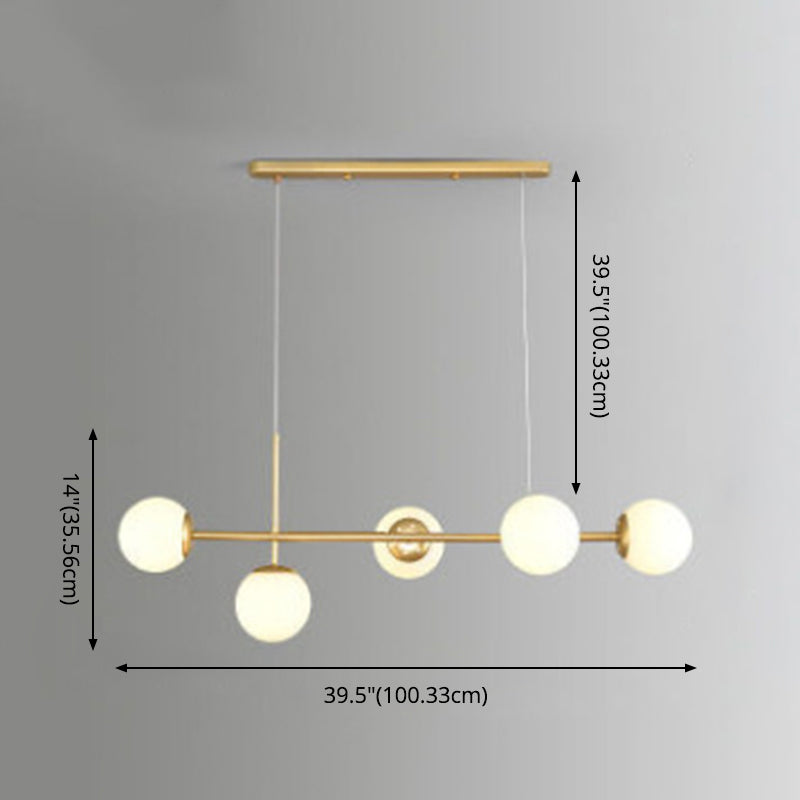 Modern Minimalist Linear Island Ceiling Light Spherical Glass Shade Pendant Light for Dining Table Clearhalo 'Ceiling Lights' 'Island Lights' 'Lighting' 2628599