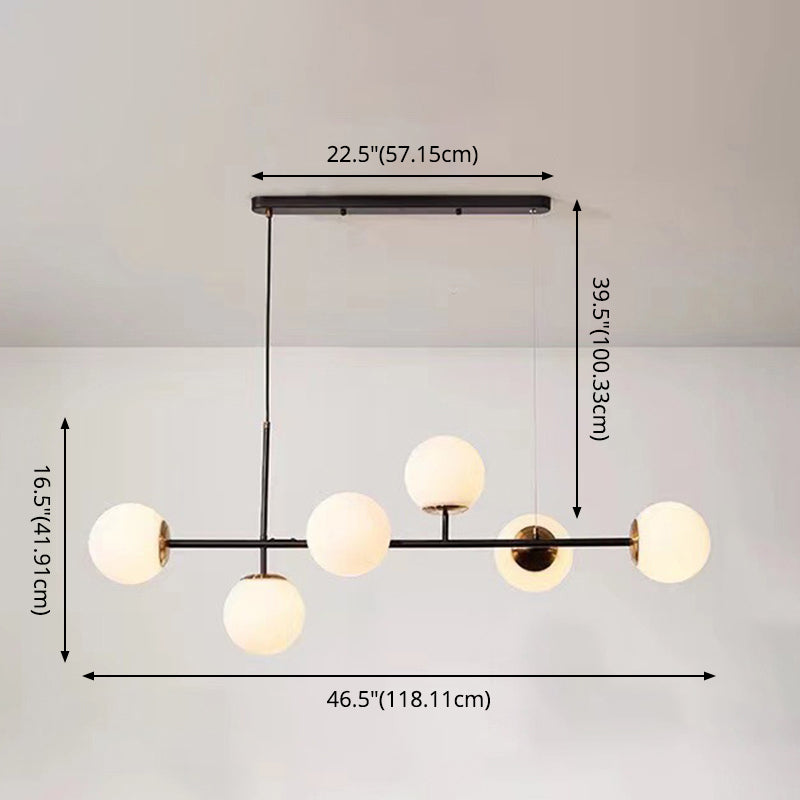 Modern Minimalist Linear Island Ceiling Light Spherical Glass Shade Pendant Light for Dining Table Clearhalo 'Ceiling Lights' 'Island Lights' 'Lighting' 2628600