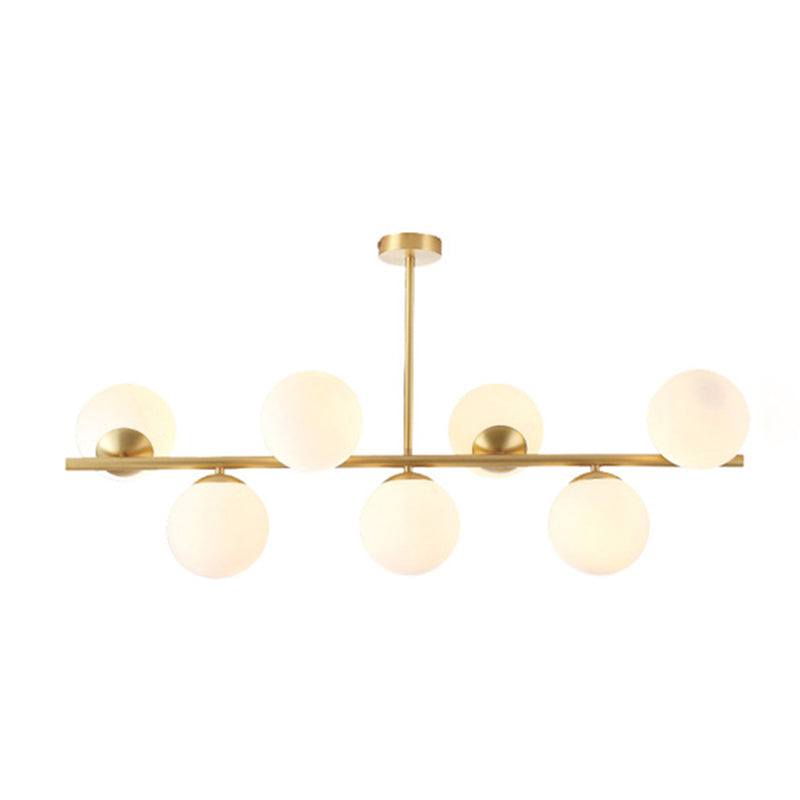 Mid-Century Gold Island Pendant Lighting 7 Light Spherical Glass Island Ceiling Light for Dining Table Gold Clearhalo 'Ceiling Lights' 'Island Lights' 'Lighting' 2628662