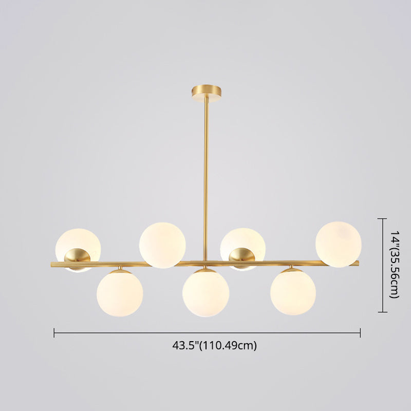 Mid-Century Gold Island Pendant Lighting 7 Light Spherical Glass Island Ceiling Light for Dining Table Clearhalo 'Ceiling Lights' 'Island Lights' 'Lighting' 2628663