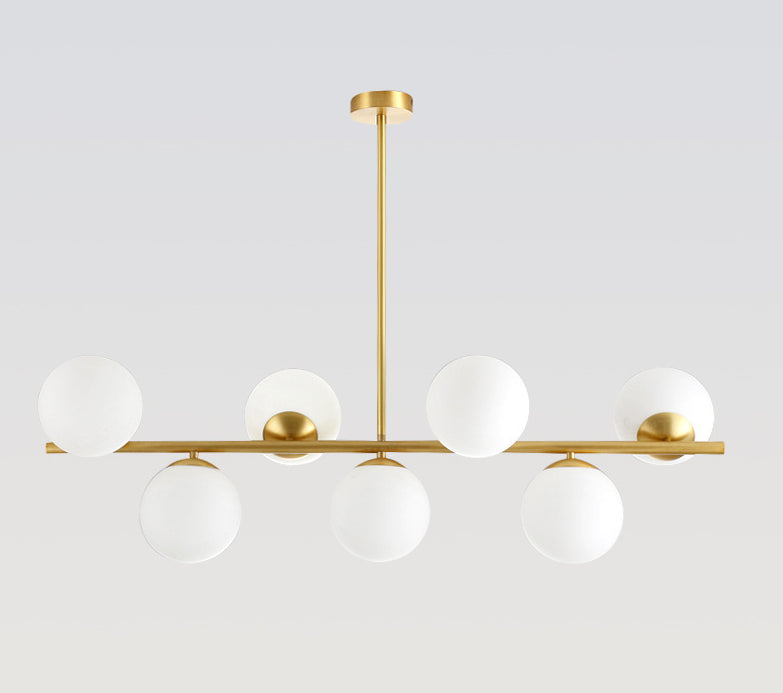 Mid-Century Gold Island Pendant Lighting 7 Light Spherical Glass Island Ceiling Light for Dining Table Clearhalo 'Ceiling Lights' 'Island Lights' 'Lighting' 2628665