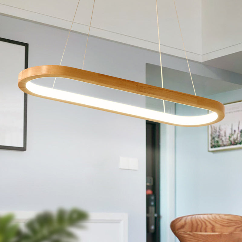 Modern Minimalism Wood Island Pendant Lighting Elliptic LED Island Ceiling Light for Living Room Clearhalo 'Ceiling Lights' 'Island Lights' 'Lighting' 2628707