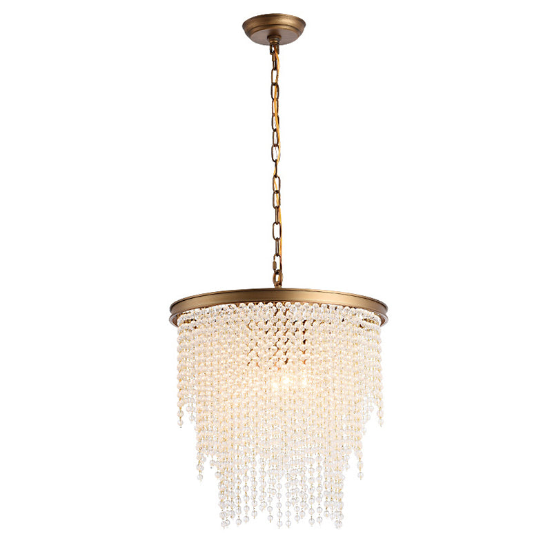 Round Cascading 4 Light Pendant Lamp Modern Luxurious Crystal Living Room Small Hanging Lamp Brass Clearhalo 'Ceiling Lights' 'Pendant Lights' 'Pendants' Lighting' 2628724