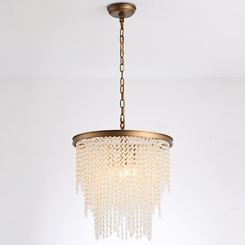 Round Cascading 4 Light Pendant Lamp Modern Luxurious Crystal Living Room Small Hanging Lamp Clearhalo 'Ceiling Lights' 'Pendant Lights' 'Pendants' Lighting' 2628726