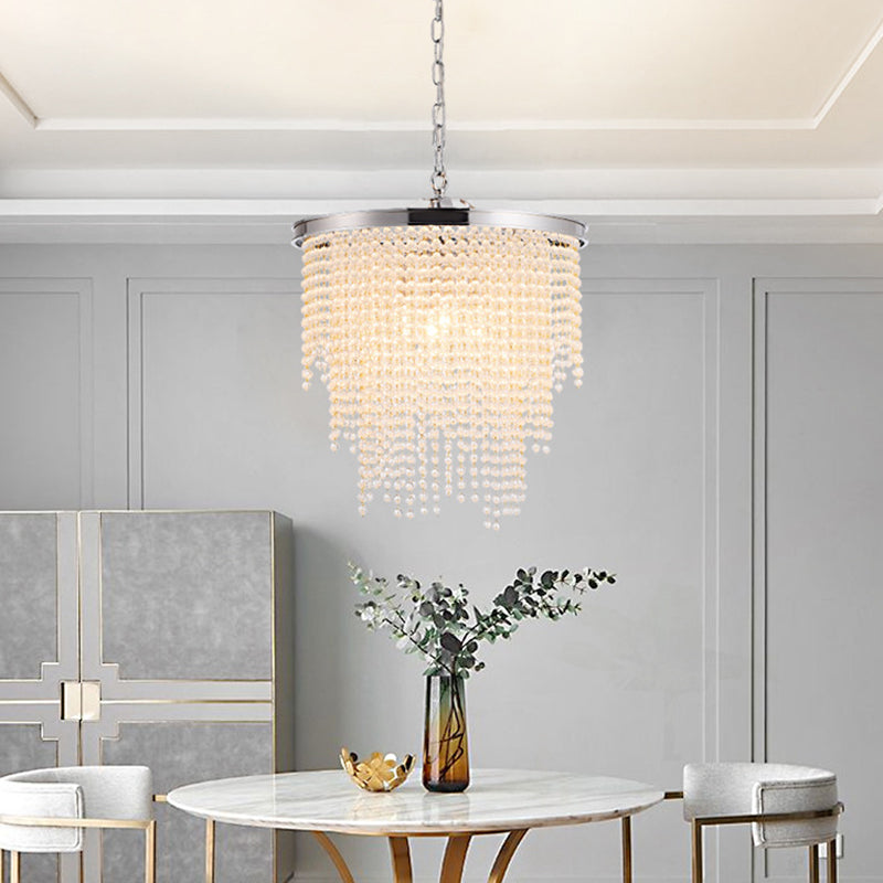 Round Cascading 4 Light Pendant Lamp Modern Luxurious Crystal Living Room Small Hanging Lamp Clearhalo 'Ceiling Lights' 'Pendant Lights' 'Pendants' Lighting' 2628727