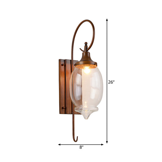 Brown 1 Light Wall Lighting Fixture Traditional Clear Glass Bottle Sconce for Outdoor Clearhalo 'Wall Lamps & Sconces' 'Wall Lights' Lighting' 262872