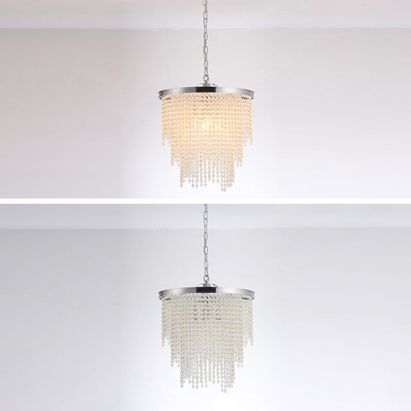 Round Cascading 4 Light Pendant Lamp Modern Luxurious Crystal Living Room Small Hanging Lamp Clearhalo 'Ceiling Lights' 'Pendant Lights' 'Pendants' Lighting' 2628732