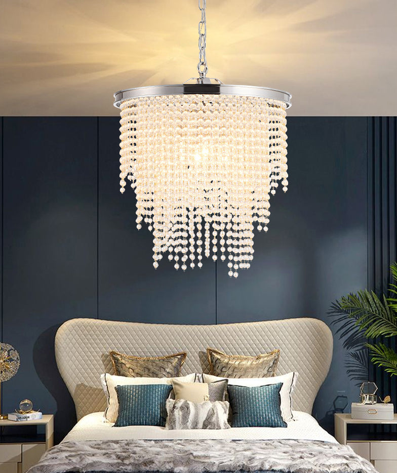 Round Cascading 4 Light Pendant Lamp Modern Luxurious Crystal Living Room Small Hanging Lamp Clearhalo 'Ceiling Lights' 'Pendant Lights' 'Pendants' Lighting' 2628735