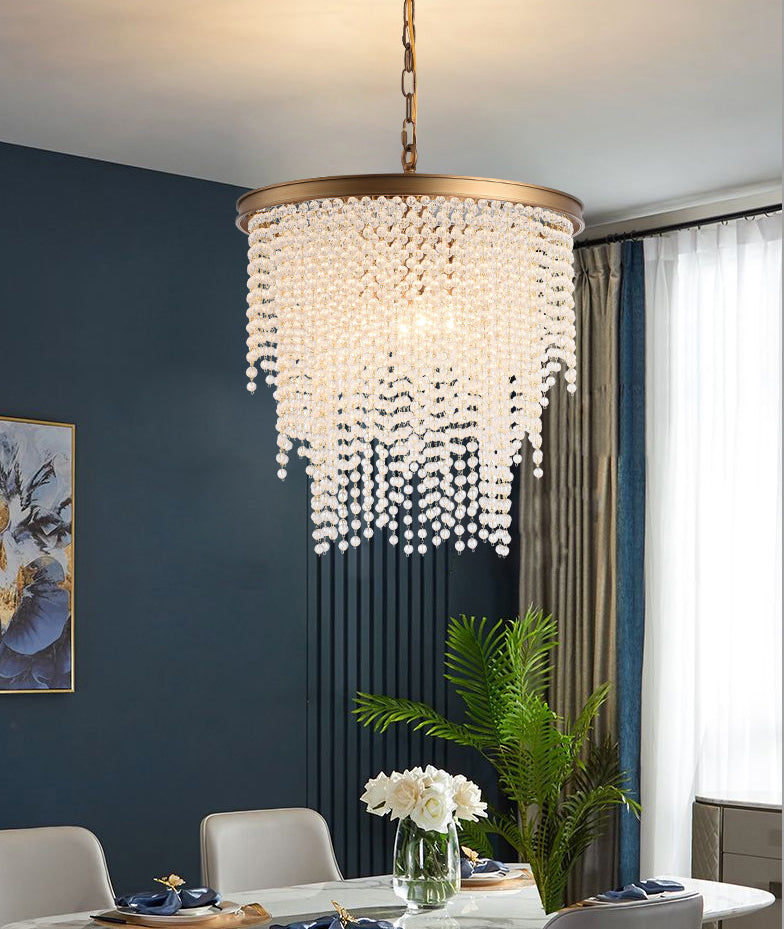 Round Cascading 4 Light Pendant Lamp Modern Luxurious Crystal Living Room Small Hanging Lamp Clearhalo 'Ceiling Lights' 'Pendant Lights' 'Pendants' Lighting' 2628736