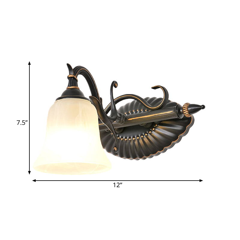 Bell Shade Frosted Glass Sconce Light Traditional 1/2/3 Lights Bathroom Vanity Lighting Fixture in Bronze Clearhalo 'Vanity Lights' 'Wall Lights' Lighting' 262875