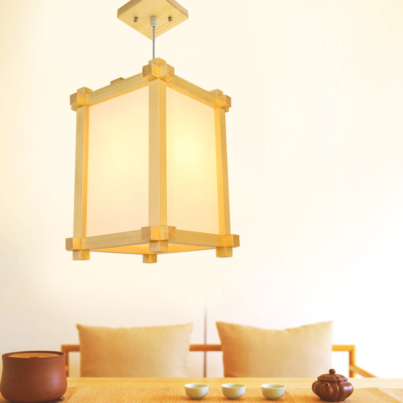 Natural Wood 1 Light Hanging Light Japanese Rectangle Pendant Ceiling Light for Restaurant Clearhalo 'Ceiling Lights' 'Pendant Lights' 'Pendants' Lighting' 2628759