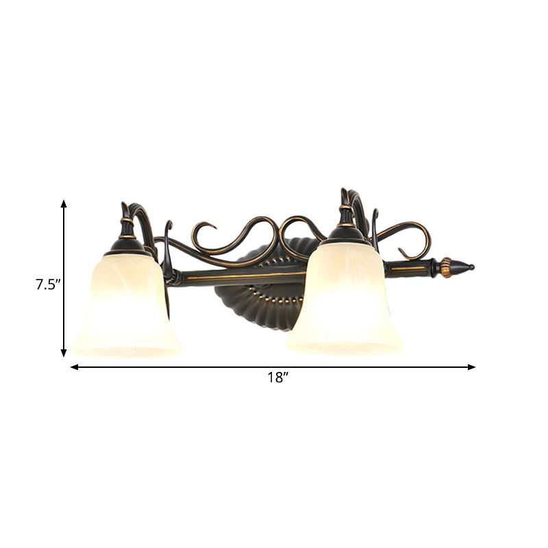 Bell Shade Frosted Glass Sconce Light Traditional 1/2/3 Lights Bathroom Vanity Lighting Fixture in Bronze Clearhalo 'Vanity Lights' 'Wall Lights' Lighting' 262876