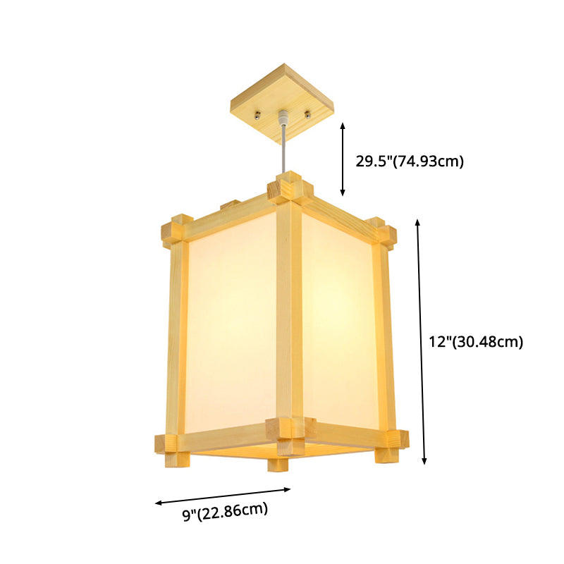 Natural Wood 1 Light Hanging Light Japanese Rectangle Pendant Ceiling Light for Restaurant Clearhalo 'Ceiling Lights' 'Pendant Lights' 'Pendants' Lighting' 2628761