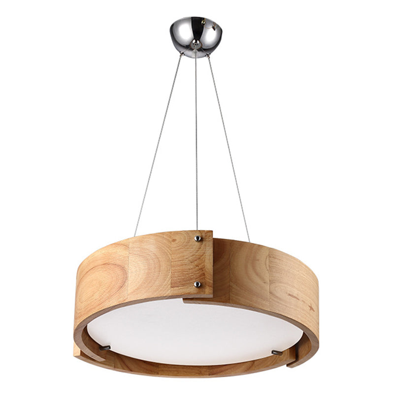 Natural Wood 1 Light Hanging Light Modern Simple Drum Pendant Ceiling Light for Restaurant Wood Clearhalo 'Ceiling Lights' 'Pendant Lights' 'Pendants' Lighting' 2628774