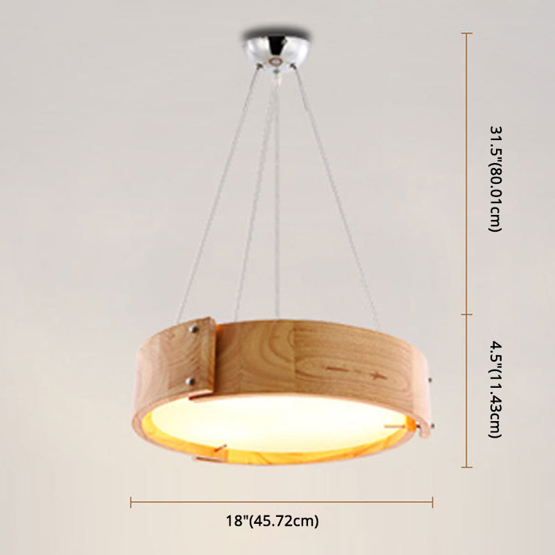 Natural Wood 1 Light Hanging Light Modern Simple Drum Pendant Ceiling Light for Restaurant Clearhalo 'Ceiling Lights' 'Pendant Lights' 'Pendants' Lighting' 2628775