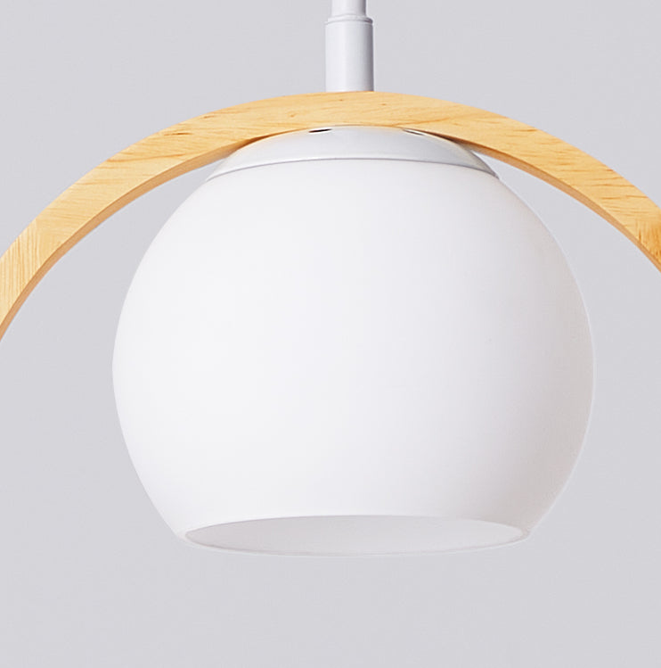 1 Light Pendant Light Contemporary Round Natural Wood Bedroom Hanging Lamp with Little Bird Clearhalo 'Ceiling Lights' 'Pendant Lights' 'Pendants' Lighting' 2628785