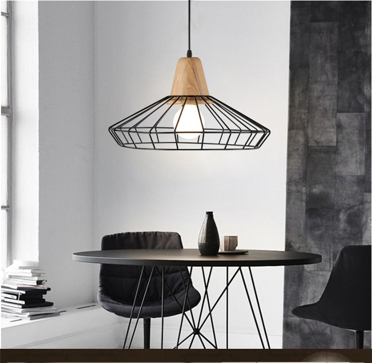 Black Metal 1 Light Pendant Light Industrial Retro Wire Cage Hanging Lamp for Restaurant Clearhalo 'Ceiling Lights' 'Pendant Lights' 'Pendants' Lighting' 2628794