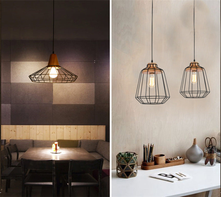 Black Metal 1 Light Pendant Light Industrial Retro Wire Cage Hanging Lamp for Restaurant Clearhalo 'Ceiling Lights' 'Pendant Lights' 'Pendants' Lighting' 2628796