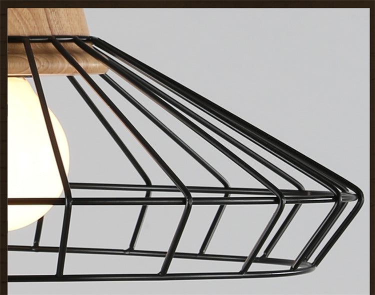 Black Metal 1 Light Pendant Light Industrial Retro Wire Cage Hanging Lamp for Restaurant Clearhalo 'Ceiling Lights' 'Pendant Lights' 'Pendants' Lighting' 2628801