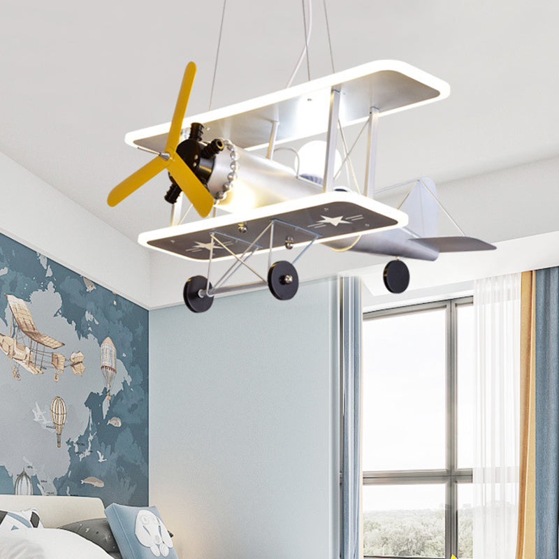 Cartoon Creative Personality Ceiling Pendant Light Metal Aircraft LED Hanging Light for Children Bedroom Clearhalo 'Ceiling Lights' 'Pendant Lights' 'Pendants' Lighting' 2628817