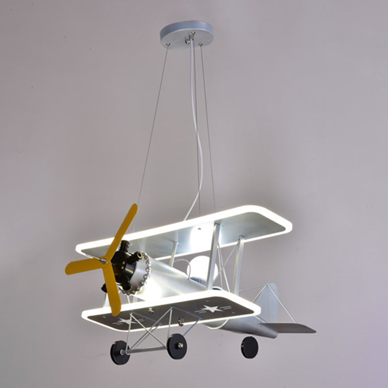 Cartoon Creative Personality Ceiling Pendant Light Metal Aircraft LED Hanging Light for Children Bedroom Grey Clearhalo 'Ceiling Lights' 'Pendant Lights' 'Pendants' Lighting' 2628819