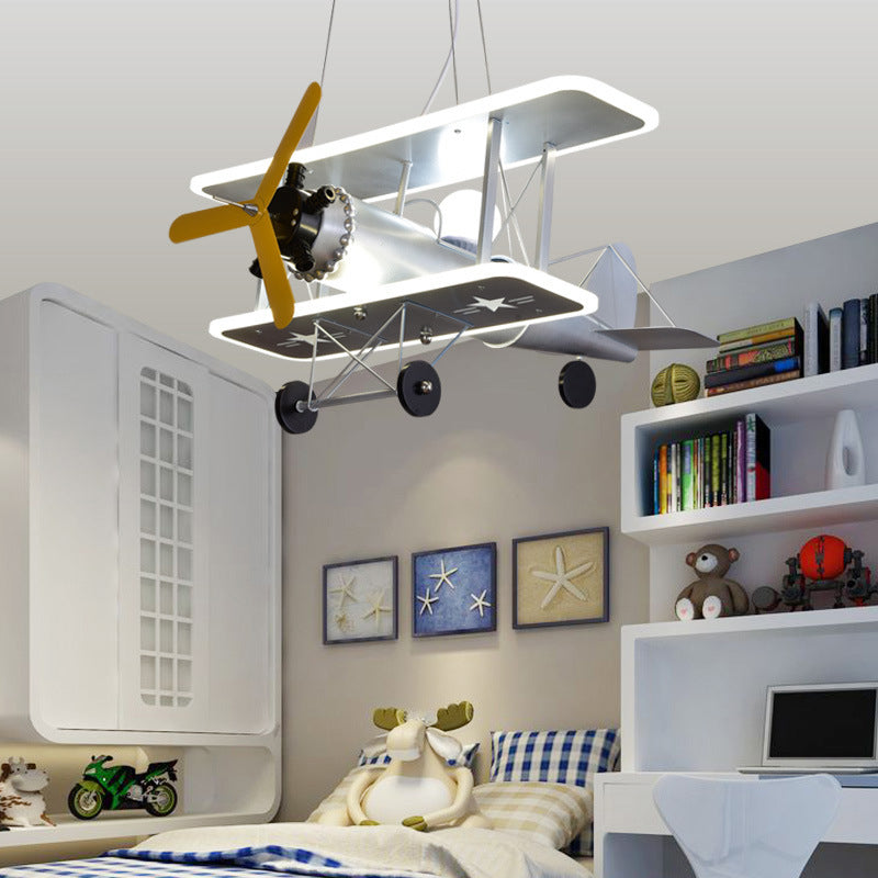 Cartoon Creative Personality Ceiling Pendant Light Metal Aircraft LED Hanging Light for Children Bedroom Clearhalo 'Ceiling Lights' 'Pendant Lights' 'Pendants' Lighting' 2628820