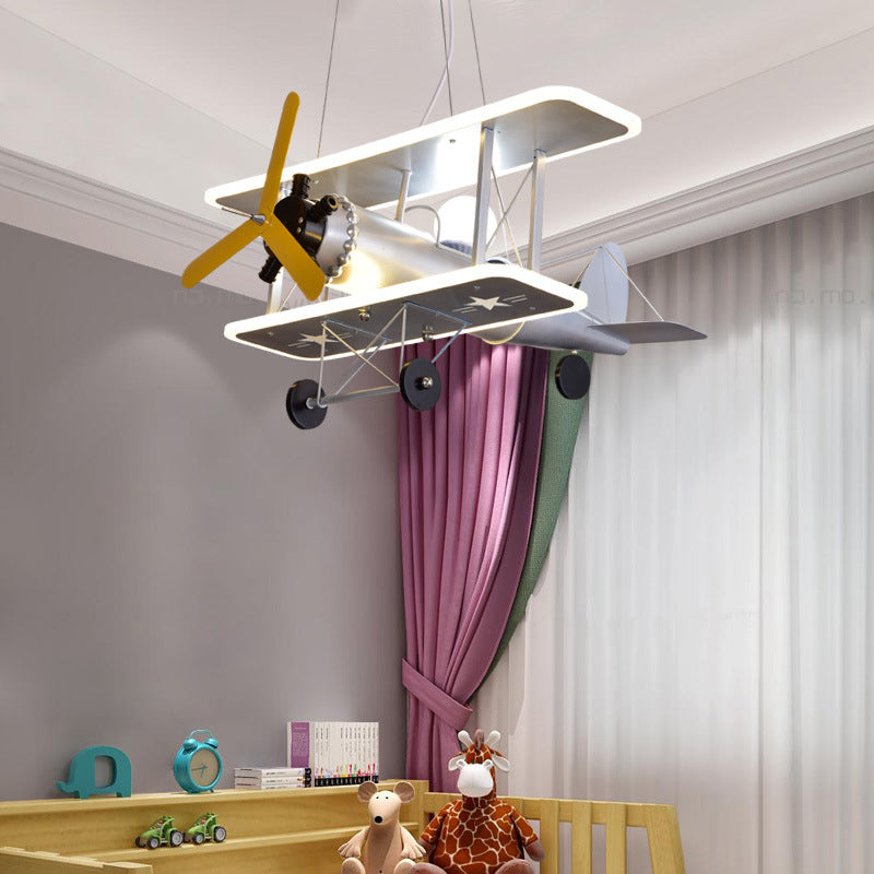 Cartoon Creative Personality Ceiling Pendant Light Metal Aircraft LED Hanging Light for Children Bedroom Clearhalo 'Ceiling Lights' 'Pendant Lights' 'Pendants' Lighting' 2628821