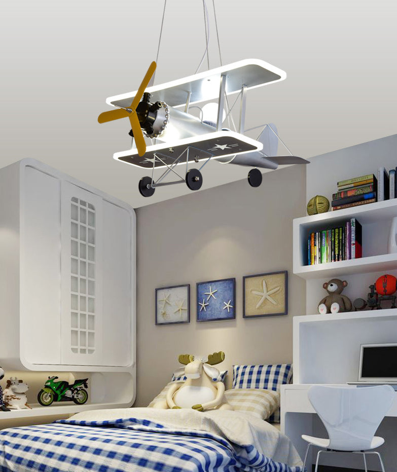 Cartoon Creative Personality Ceiling Pendant Light Metal Aircraft LED Hanging Light for Children Bedroom Clearhalo 'Ceiling Lights' 'Pendant Lights' 'Pendants' Lighting' 2628830