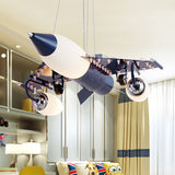 Modern Blue Creative Pendant Light Cartoon Warplane 3 Light Hanging Lamp for Children Bedroom Clearhalo 'Ceiling Lights' 'Pendant Lights' 'Pendants' Lighting' 2628834