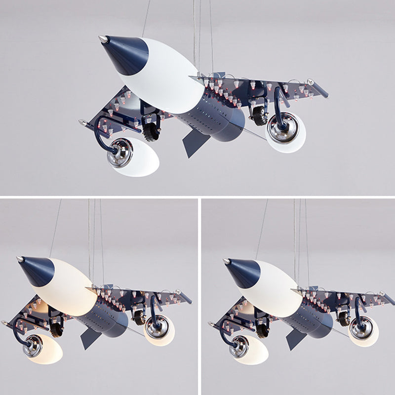 Modern Blue Creative Pendant Light Cartoon Warplane 3 Light Hanging Lamp for Children Bedroom Clearhalo 'Ceiling Lights' 'Pendant Lights' 'Pendants' Lighting' 2628835