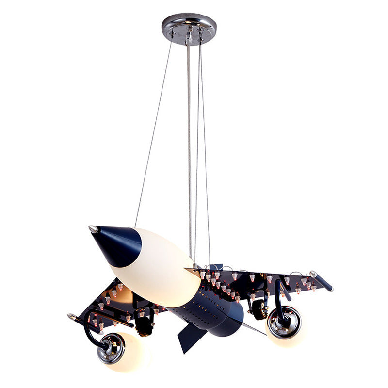 Modern Blue Creative Pendant Light Cartoon Warplane 3 Light Hanging Lamp for Children Bedroom Blue Clearhalo 'Ceiling Lights' 'Pendant Lights' 'Pendants' Lighting' 2628836