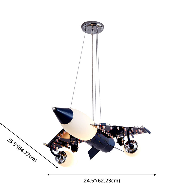 Modern Blue Creative Pendant Light Cartoon Warplane 3 Light Hanging Lamp for Children Bedroom Clearhalo 'Ceiling Lights' 'Pendant Lights' 'Pendants' Lighting' 2628837