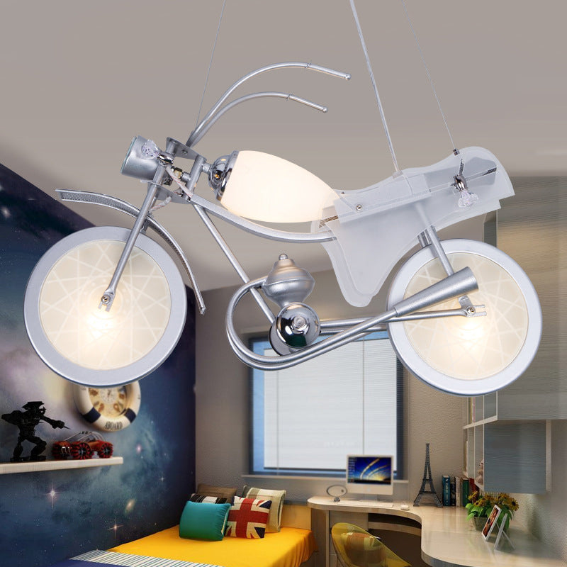 Modern Blue Creative Pendant Light Cartoon Motorcycle 3 Light Hanging Lamp for Children Bedroom Clearhalo 'Ceiling Lights' 'Pendant Lights' 'Pendants' Lighting' 2628838