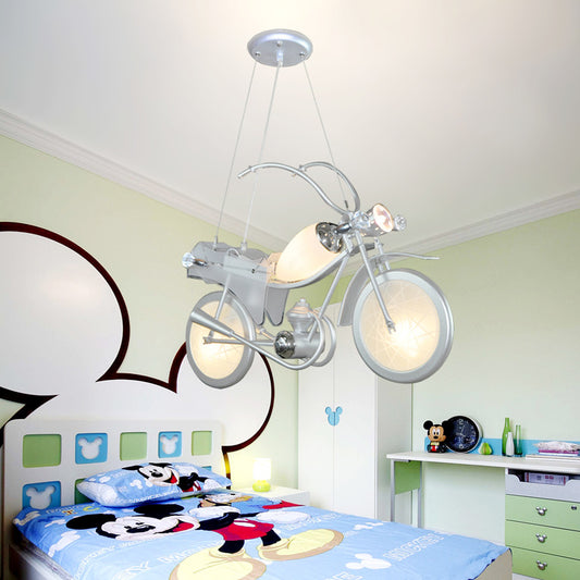 Modern Blue Creative Pendant Light Cartoon Motorcycle 3 Light Hanging Lamp for Children Bedroom Clearhalo 'Ceiling Lights' 'Pendant Lights' 'Pendants' Lighting' 2628839