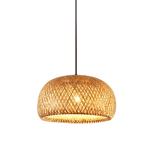 Double walled Hanging Lamp Kit Asian Bamboo 1-Light Beige Hanging Pendant for Restaurant Beige Clearhalo 'Ceiling Lights' 'Pendant Lights' 'Pendants' Lighting' 2628872