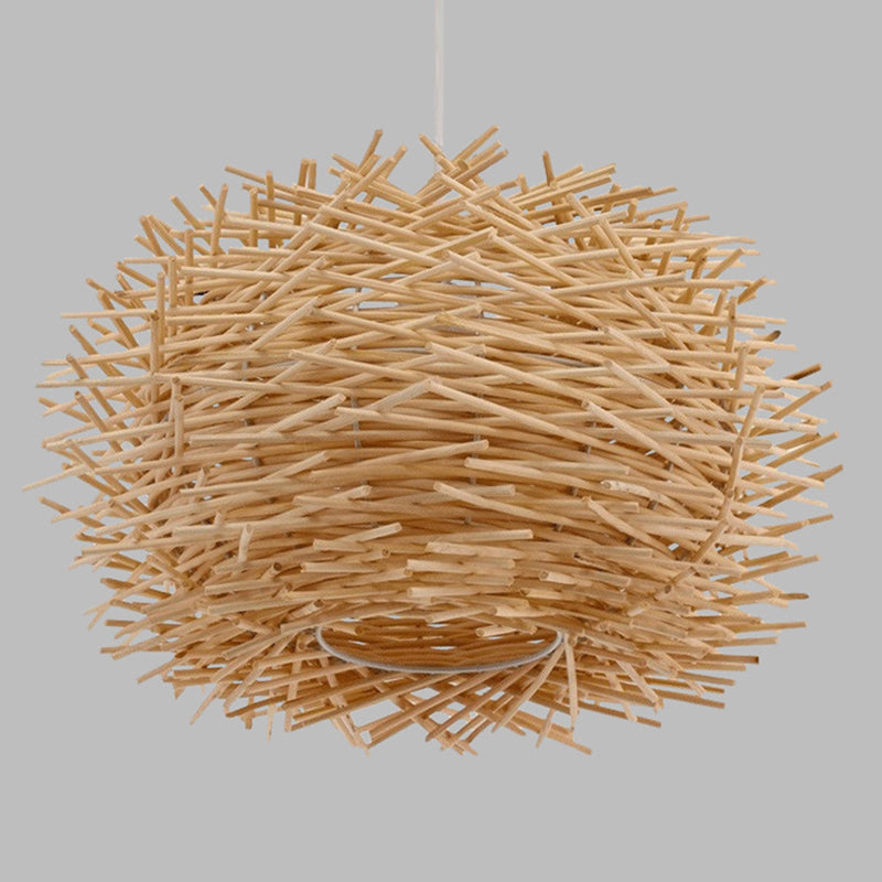 Modern Nest Design Indoor Lighting Fixture Rattan 1 Light Decorative Pendant Lamp in Beige Clearhalo 'Ceiling Lights' 'Pendant Lights' 'Pendants' Lighting' 2628883