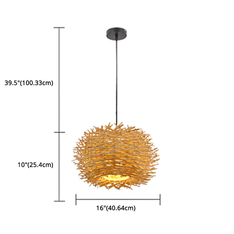 Modern Nest Design Indoor Lighting Fixture Rattan 1 Light Decorative Pendant Lamp in Beige Clearhalo 'Ceiling Lights' 'Pendant Lights' 'Pendants' Lighting' 2628886