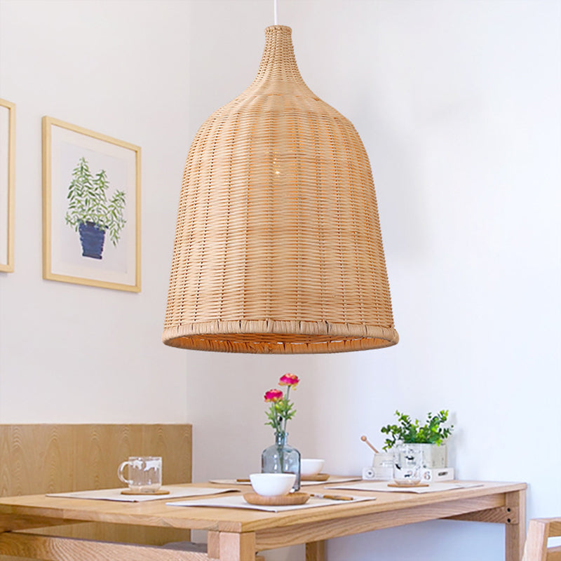 Handwoven Dome Pendant Light Fixture Chinese Bamboo Single Bulb Ceiling Light for Dining Table Clearhalo 'Ceiling Lights' 'Pendant Lights' 'Pendants' Lighting' 2628890